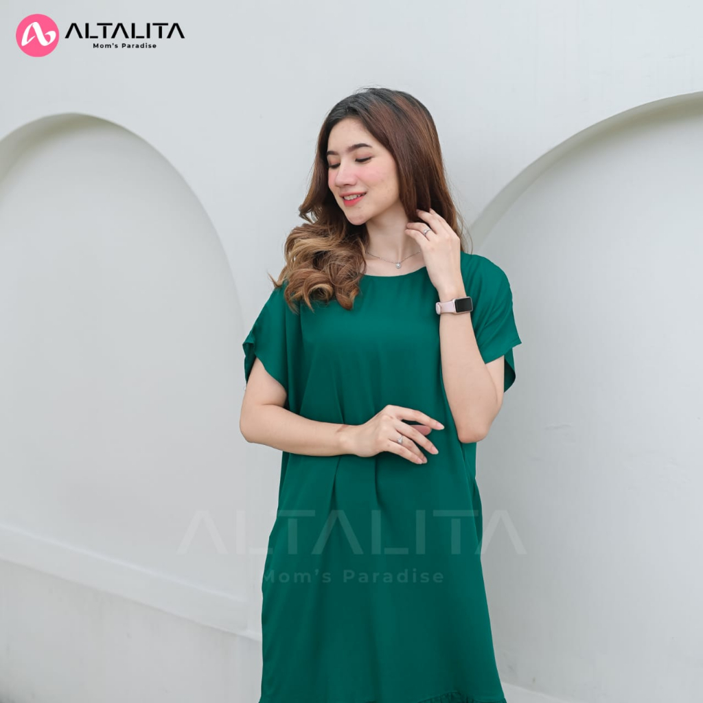 Altalita - Daster Polos Non Busui Bahan Rayon Premium | Daster Kekinian Polos Panjang Selutut Rempel Bawah | Daster Viral Polos Jumbo LD 120