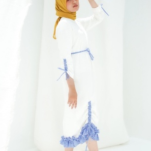 Ruched White Plaid Dress - Long (HAKKA X ETENNX)