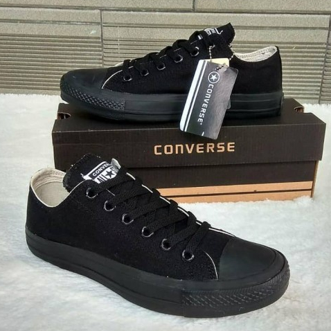 SEPATU SEKOLAH PRIA WANITA CONVERS1995 ALL STAR PENDEK FULL HITAM POLOS IMPORT