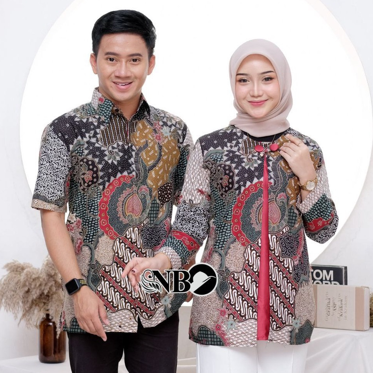 Batik Couple Modern Atasan Blouse Batik Kerja Kantor Wanita Batik Seragam M L XL XXL