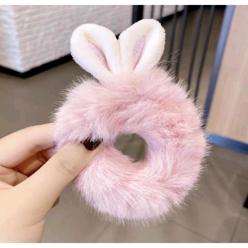 Karet Ikat Aksesoris Rambut Anak Dewasa Bulu Bunny Ears