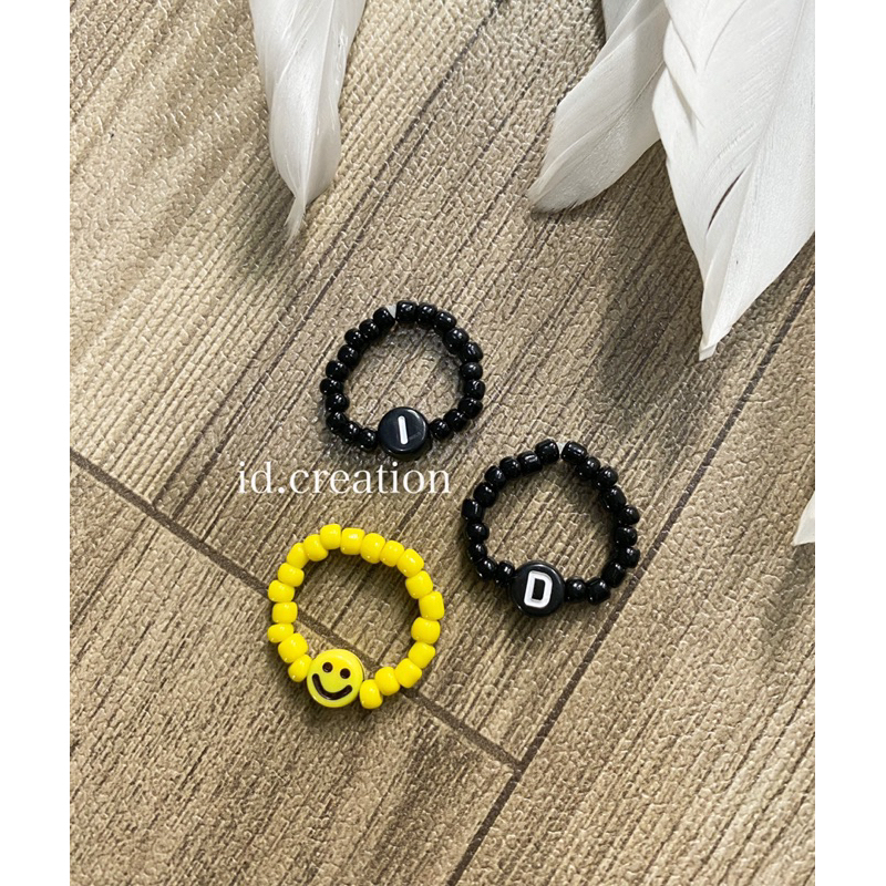 Cincin Manik Inisial Bead Ring Smile Idol korea