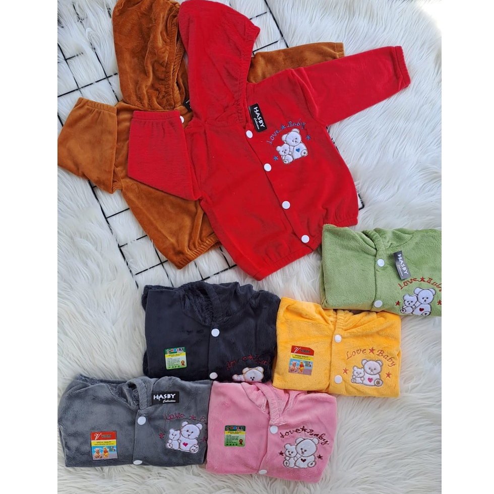 jaket anak bludru hangat, lembut, lucu dan murah3-18 bulan