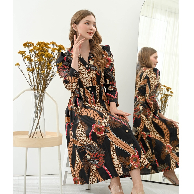 Dress Batik 258 HTS/ Batik Wanita Modern/ Dress Batik Panjang