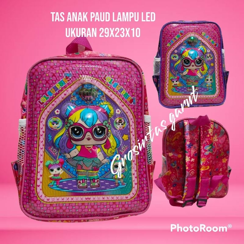 Tas Anak Rangsel Sekolah Paud Gambar LOL Menggunakan Lampu Led Menyala