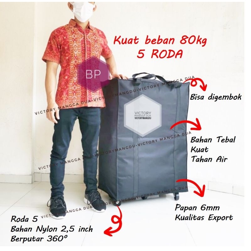 TAS RODA 4 (BP) CAMPING TRAVEL TERPAL BARANG BELANJA FOLDABLE LIPAT