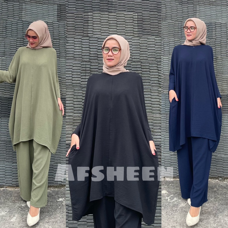 SETELAN ANEMI JUMBO CRINKEL AIRFLOW PREMIUM/ONESET JUMBO OVERSIZE POLOS