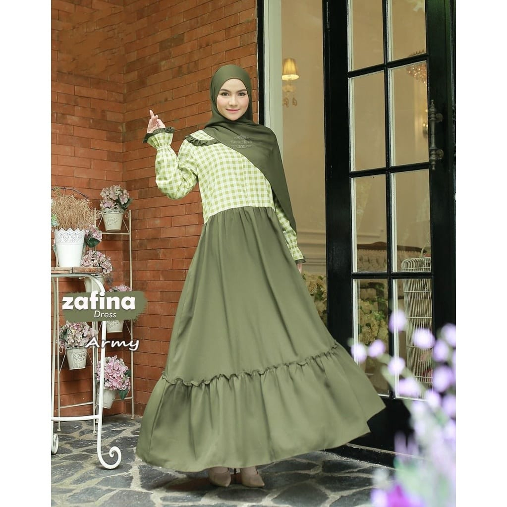 Jual Savita Midi Dress Gamis Kotak Kotak Terbaru Gamis Teta Midi