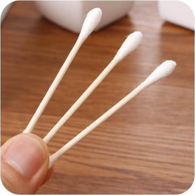 MAANGE0019 Double Head Wood Cotton Buds Cotton Swabs 100pcs Bungkus Kapas Makeup Kepala Ganda Kantong Batang Telinga Kayu Makeup 0019