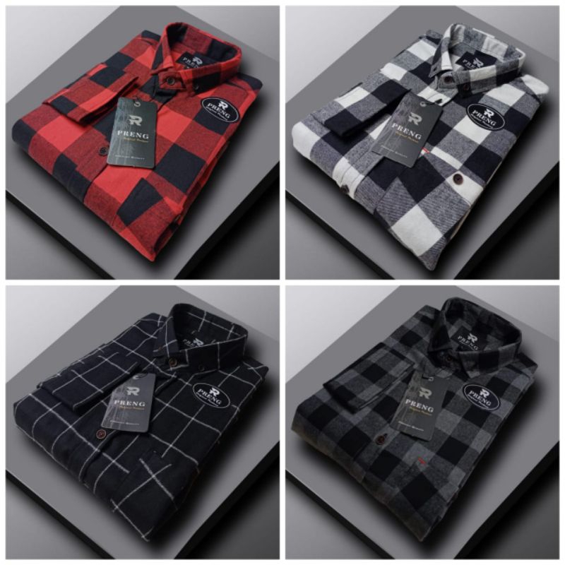 Kemeja Flanel Pria LENGKAP Lengan Panjang Kemeja Flanel Cowok Casual Distro