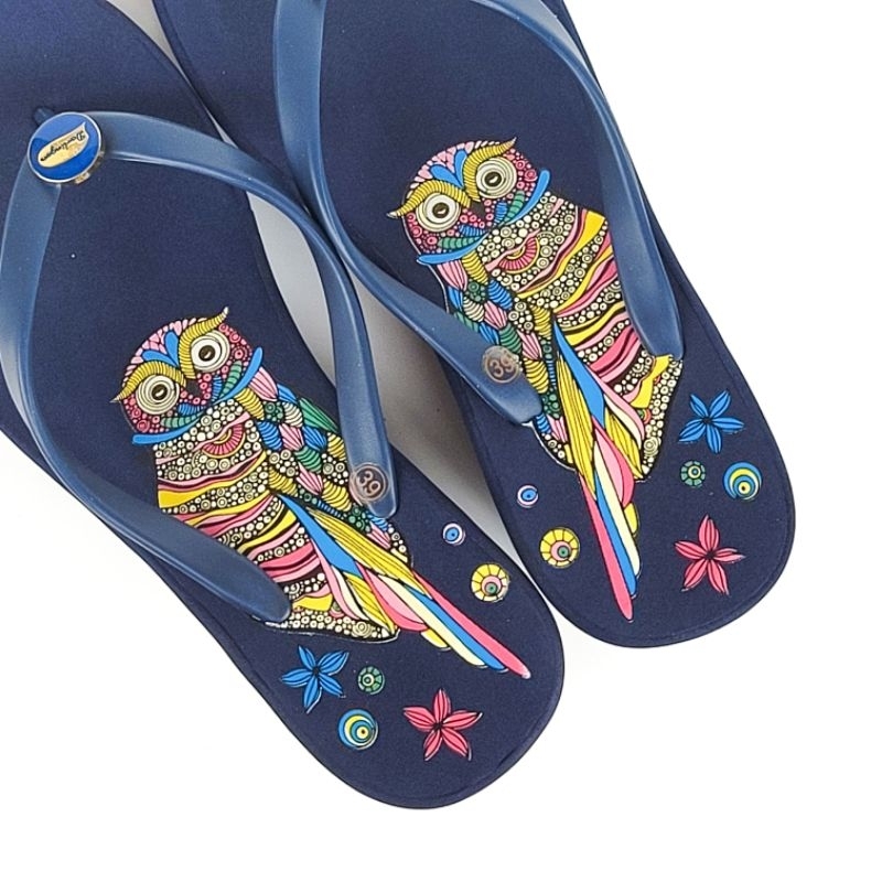 Darlingen Owl Sandal Wanita Wedges Import Terbaru Korea Jepit Tinggi 7cm