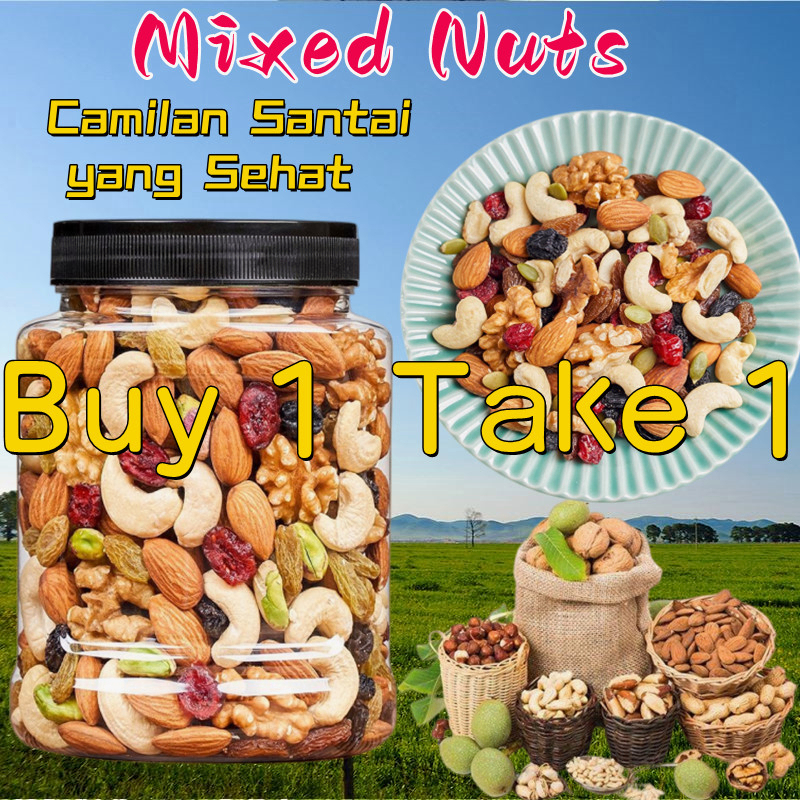 

(Buy 1 Take 1) Roasted Supermeal Instant Mixed Nuts And Fruits Dried Ingredients Healthy Casual Snacks Canned Trail Cashew Almonds Walnuts,Pumpkin seeds,Red Raisins,Blackcurrant Raisins,Green Raisins,Dried Banana Granola Daily Nuts