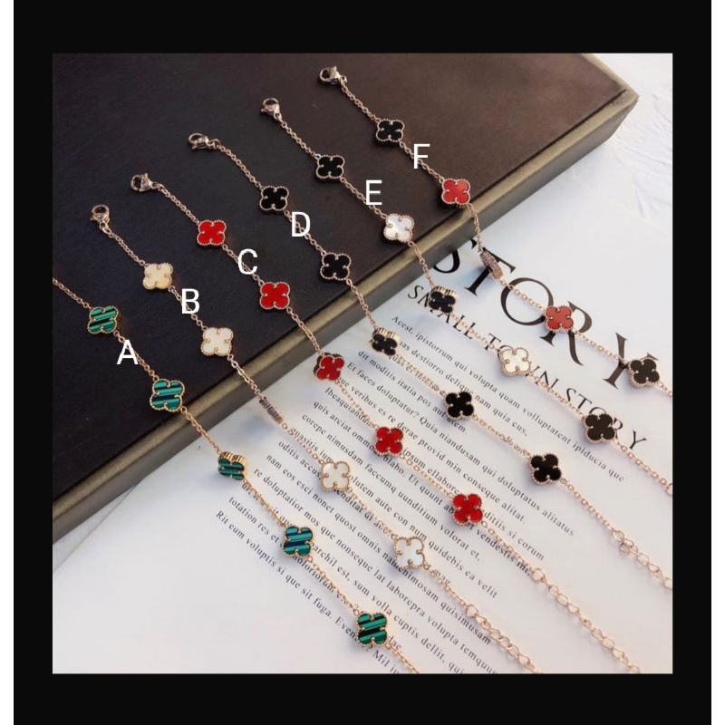 RJ008. Gelang tangan titanium wanita dewasa motif clover