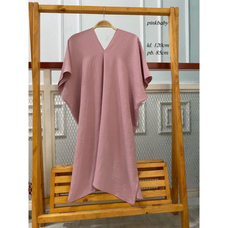 kaftan crinkle top rosepetal / top nagita crinkle v neck mini dress / batwing top bigsize