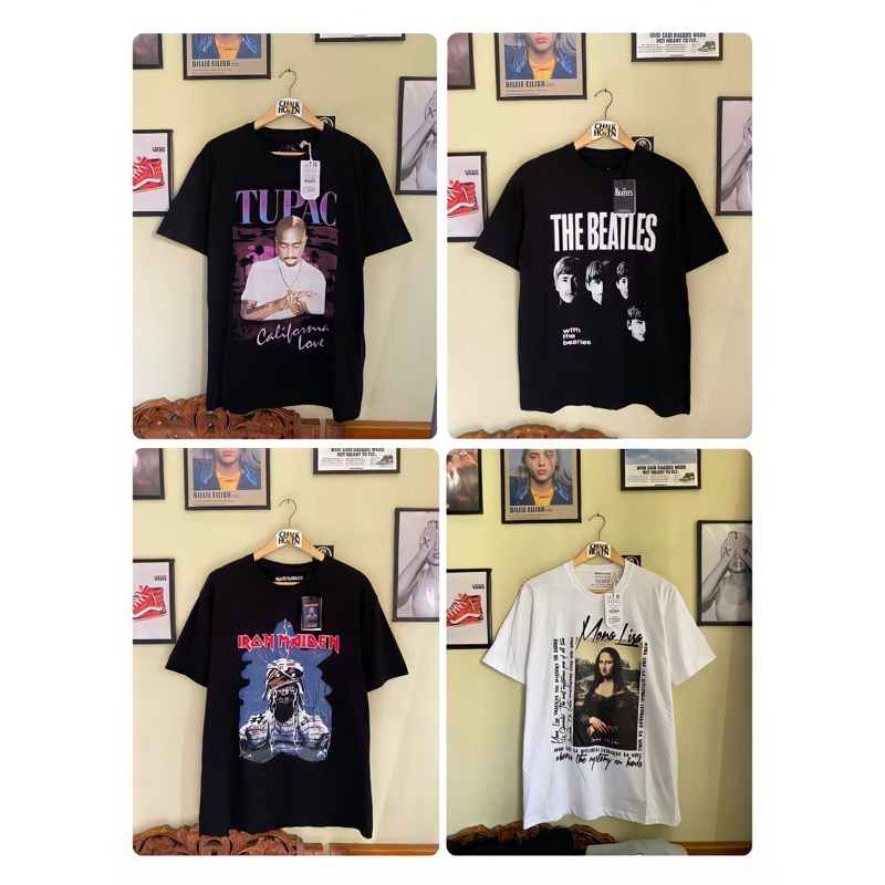 Jual (CH) TSHIRT PULL AND BEAR X TUPAC / IRON MAIDEN / THE BEATLES