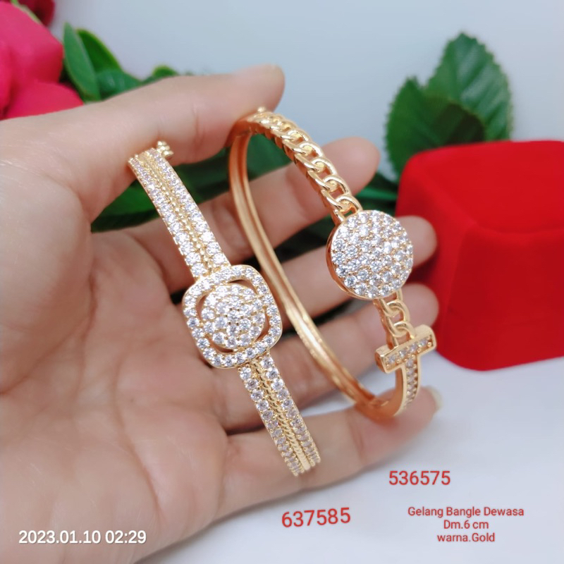 Gelang Bangle Mewah Perhiasan Lapis Emas Titanium,Tembaga,Rodium Terlaris Termurah