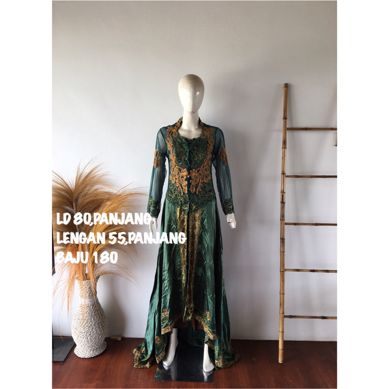 kebaya pengantin hijau botol