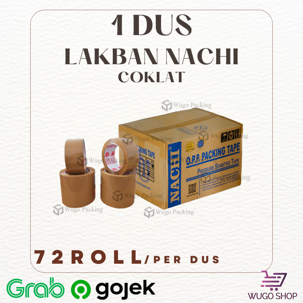 

Lakban Coklat 2 Inch 100 Yard Nachi Tape 1 Dus Isolasi isi 72 Roll