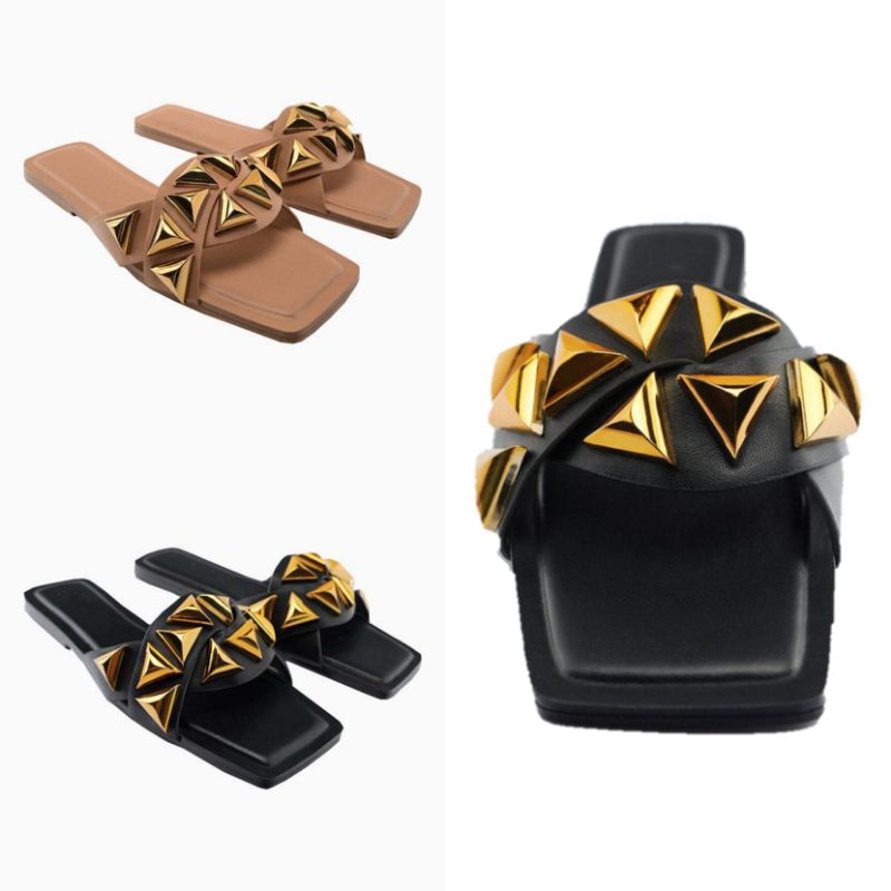 Sandals ZARA Buttom Flat Shoes Wanita