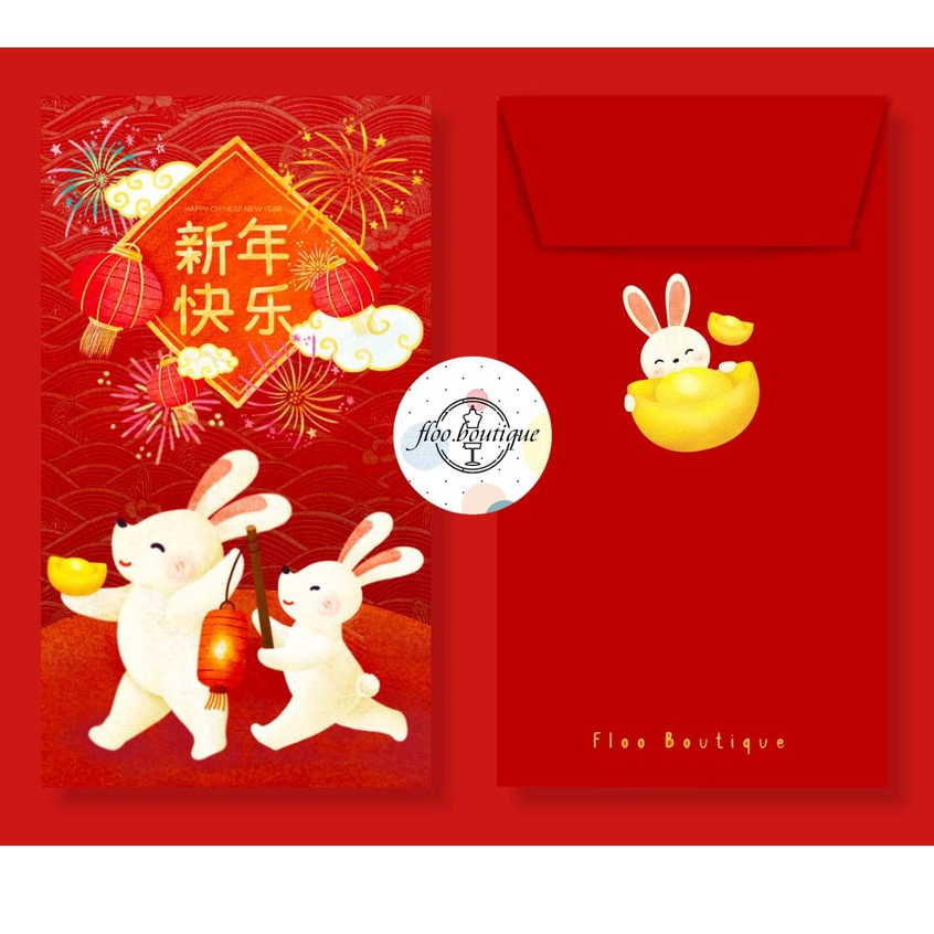 

1 PACK ISI 6PCS - ANGPAO SHIO KELINCI RABBIT THICK PAPER KERTAS TEBAL
