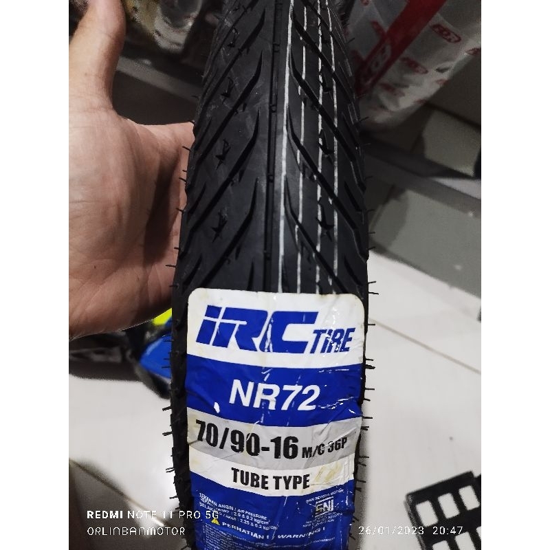 Ban IRC NR72 70/90-16 Tube Type/Ban Depan Suzuki Hayate/Ban Depan Sky Drive/Ban Depan ring 16 Yamaha