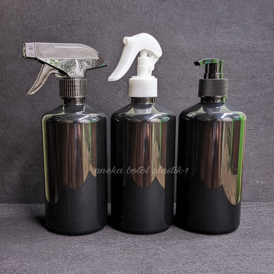 botol pump 500ml hitam sabun cair / botol spray 500ml hitam pet tebal / botol kispray 500ml kosong s