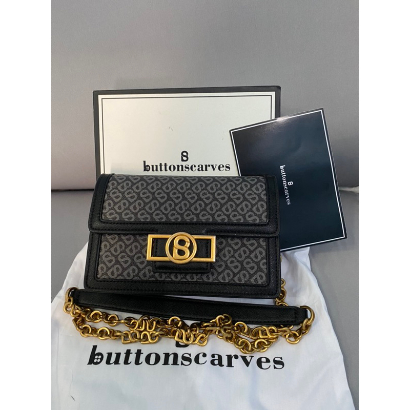 Preloved tas buttonscarves black original