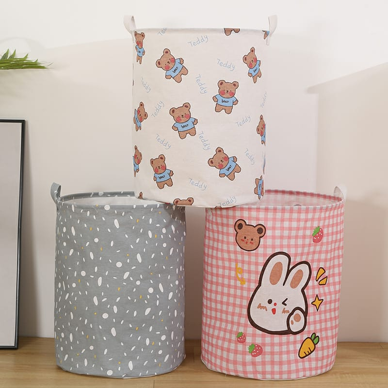 Keranjang Baju Cucian Pakaian Kotor Laundry Basket Keranjang Bulat / Keranjang Baju Cucian Kotor Laundry Basket Motif Karakter Laundry Bag 35x45 Cm