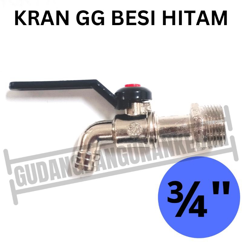 kran besi gagang hitam 3/4 inch