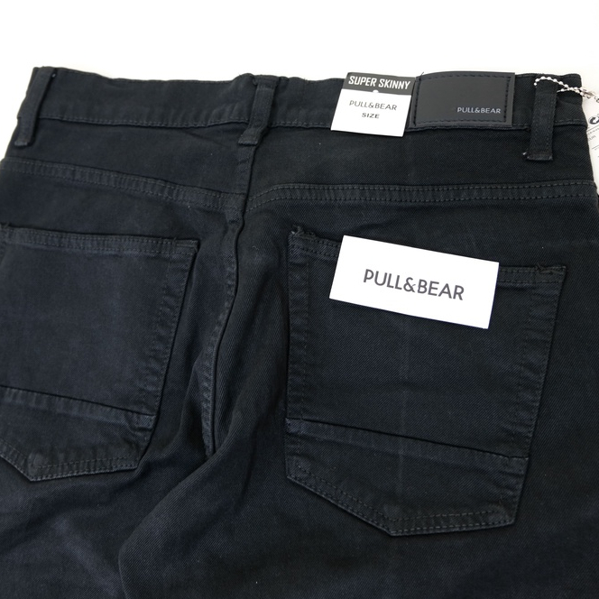 SKINNY JEANS BIKERS PATCH FULL BLACK PRIA PULL&amp;BEAR SOFT JEANS