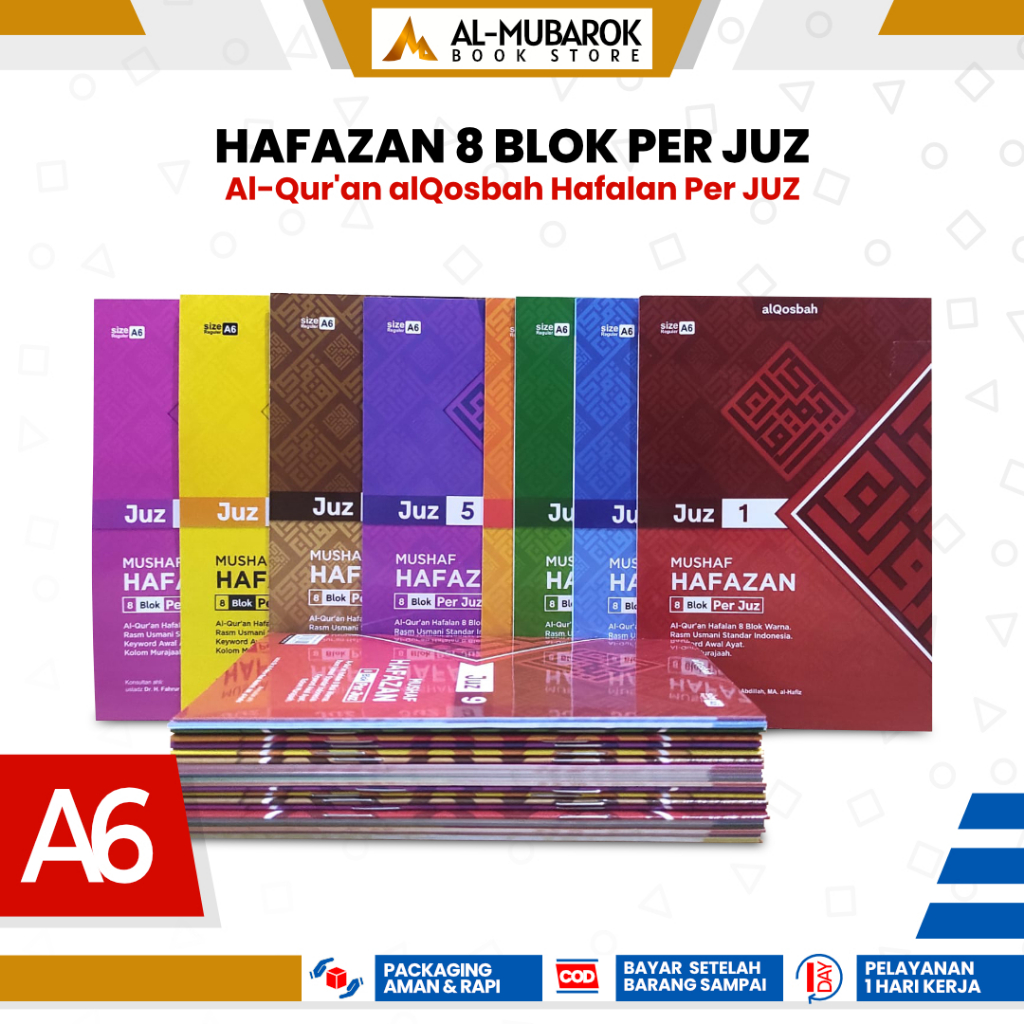 Alquran Saku Hafazan 8 Blok Per Juz 1 Sampai 30 Warna Ukuran A6/Alquran Hafalan Per Juz Lengkap 1-30