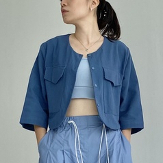 Peach Poppy KARA Linen Premium Cropped Two Pockets Shirt - Atasan Linen Premium Wanita Detail 2 Kantong Hidup