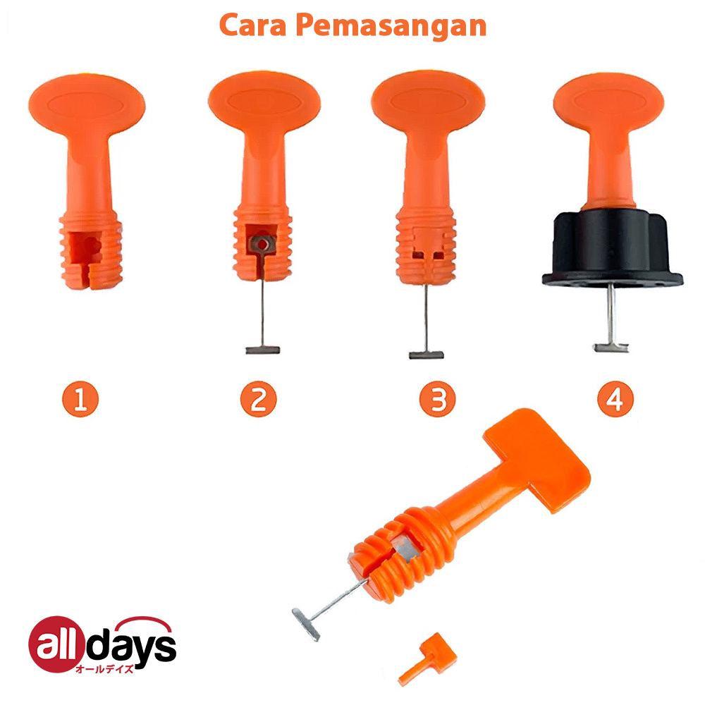 Alldays Reusable Tile Leveling Nat Spacer / Alat Perata Keramik 50 pcs perbungkus - 1.5 mm include Kunci Pengencang