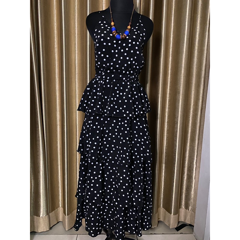 Dress umpak-umpak polka// dress polka// dress pesta  + ADMIN