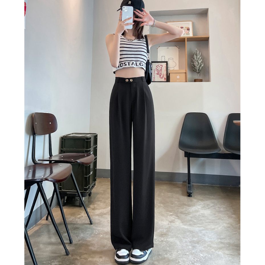 New hitam straight celana wanita terbaru import cewek premium highwaist