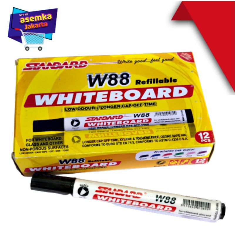 Spidol Whiteboard Standard W88 Spidol Papan tulis 12pcs