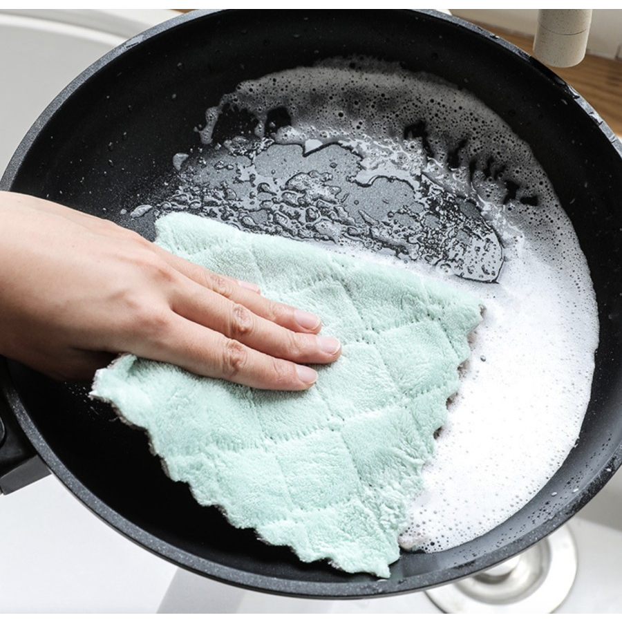 Kain Lap Micro Fiber Cuci Piring Anti Minyak Dapur Serbaguna Microfiber Serbet Bersih Dapur Piring Meja Penyerap Serap Air