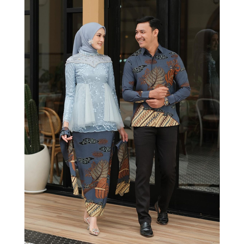 Kebaya Ameera Couple Wisuda Modern Baju Couple KondanganTunangan Lamaran Set Batik Brukat Terbaru