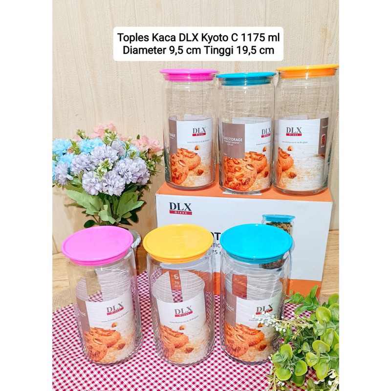 Toples kue kering kaca KYOTO B 1000ml toples kue  toples DLX kyoto B (isi 6)