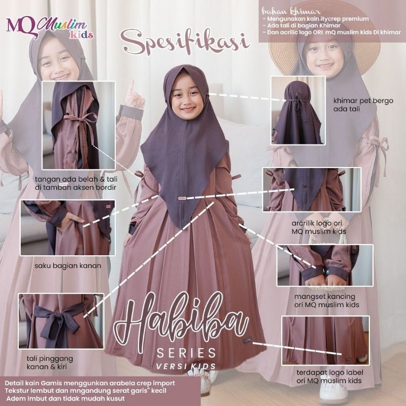 Busana Muslim Anak Perempuan Habiba Kids Milo By MQ Muslim