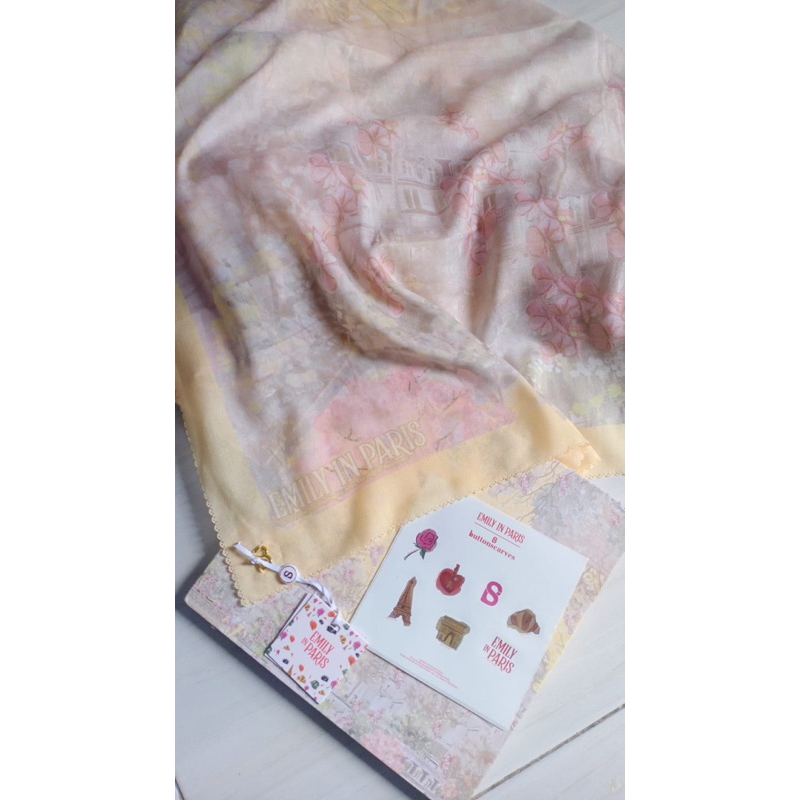 Button scarves The Parisian series Citron XL Large