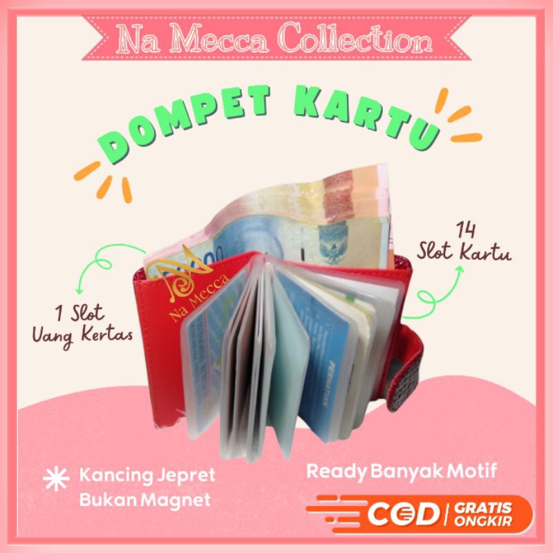 Dompet Kartu Kredit ATM KTP Card Holder Minigold Antam 14 Slot Kancing Mini Wallet Dompet Uang Lipat