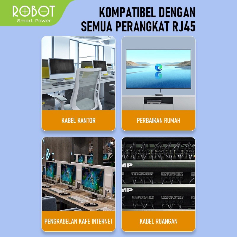 ROBOT - Ethernet Cabel RFC02 RFC03 / Kabel LAN UTP CAT6 Compatible With All RJ45 Universal Original - Garansi 1 Tahun