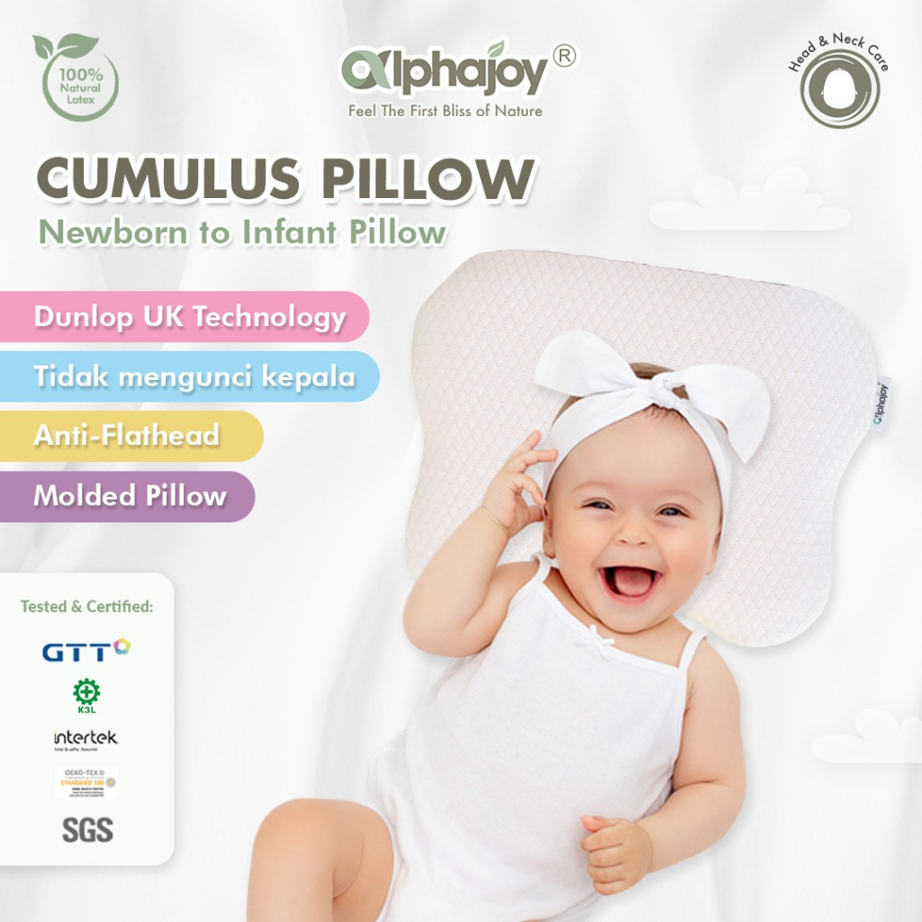 Jual Alphajoy CUMULUS Organic Cotton Baby Pillow 100 Natural Latex