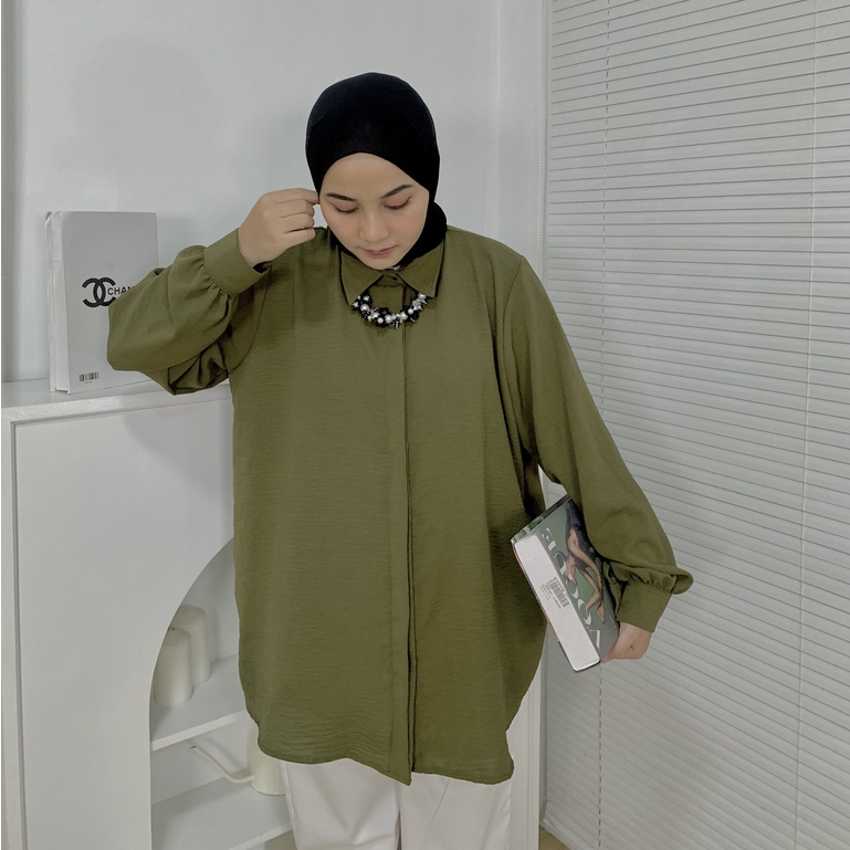 Lizzy Shirt Atasan Wanita Kekinian - Blouse Kemeja Wanita By Mahyra