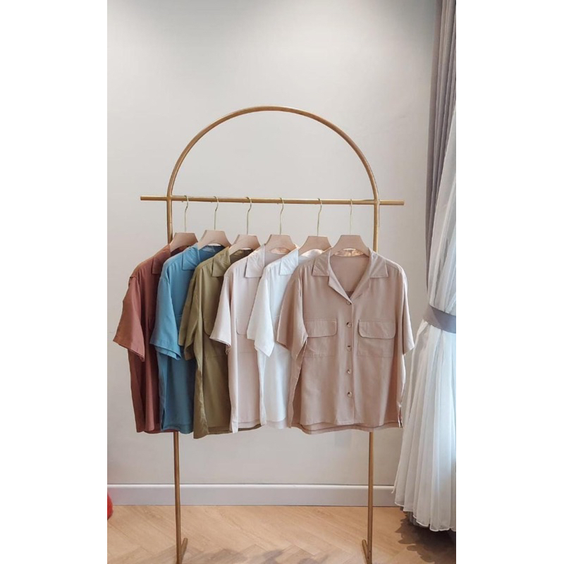 KEMEJA WANITA LENGAN PENDEK BAJU ATASAN POLOS RAYON UNIQLO