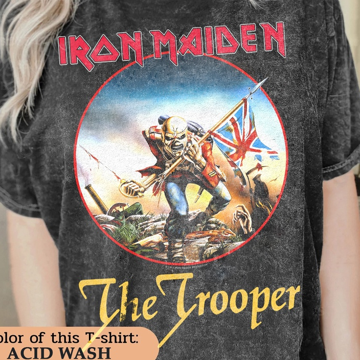 Kaos Iron Maiden | Oversized T-Shirt Vintage Wash Iron Maiden Trooper 1983