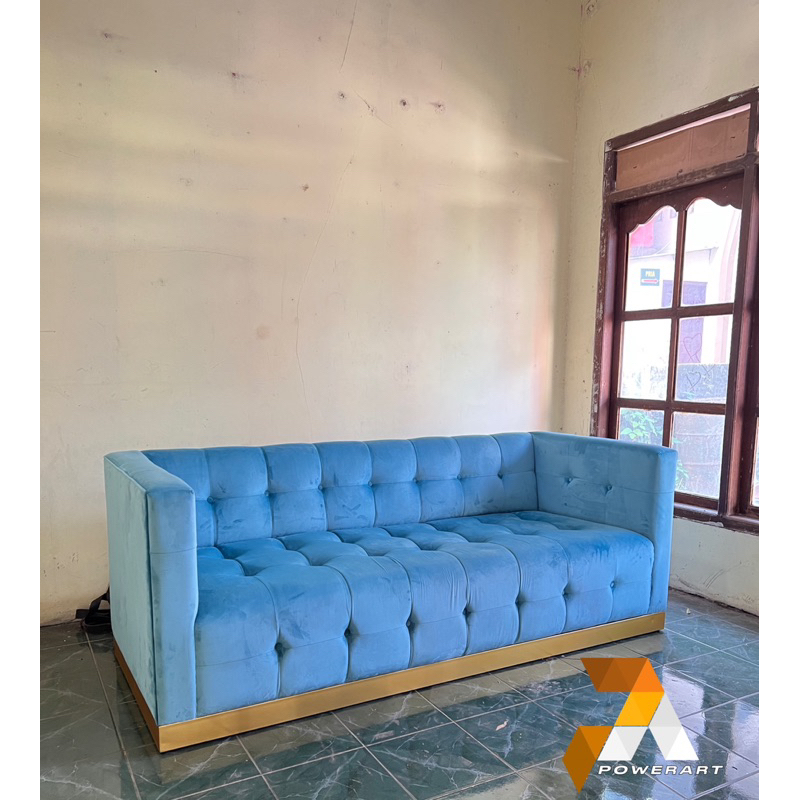 Sofa Tamu Minimalis Modern Kaki Besi gold Sofa Ruang Tamu kursi sofa bludru