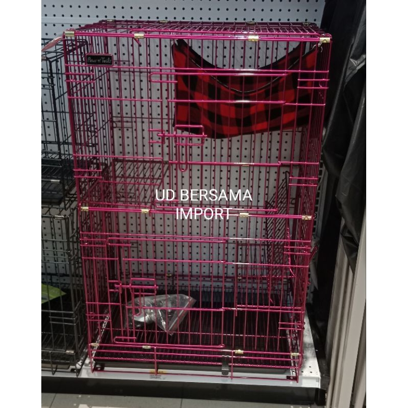 PAWS N TAIL Kandang Hewan Peliharaan 61.2x44.1x102cm/Cat Cage Red