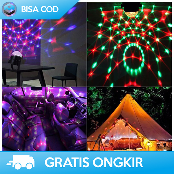 LAMPU DISCO RGB LAMPU PESTA WITH REMOTE CONTROL TAFFLED MULTICOLOR 3W